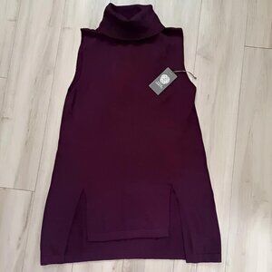 Vince Sleeveless Tunic Sweater Eggplant NWT S